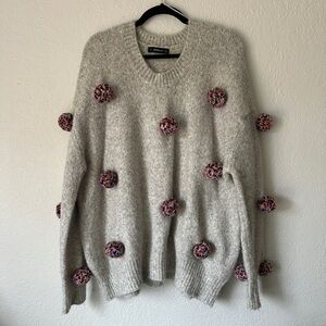 Zara Knit Pom Pom Sweater